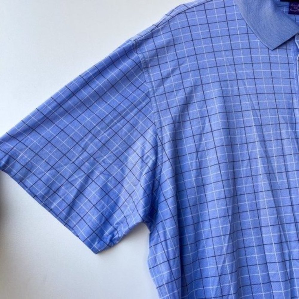 ❤️SOLD❤️Ralph Lauren Purple Label Cotton Blue Plaid Polo - Picture 7 of 9